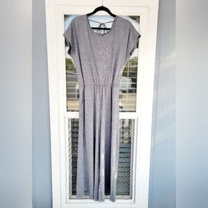 Entro Heather Gray Stretch Wide Leg Flowy Romper Jumpsuit L Business Casual Vaca